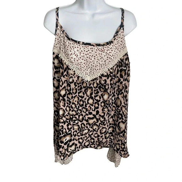 NWT Stoosh Plus Size Leopard Print Tank Top - 2X - Spaghetti Strap - Adjustable - Picture 4 of 6